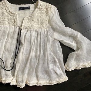 Zara Linen Open Front Boho Top